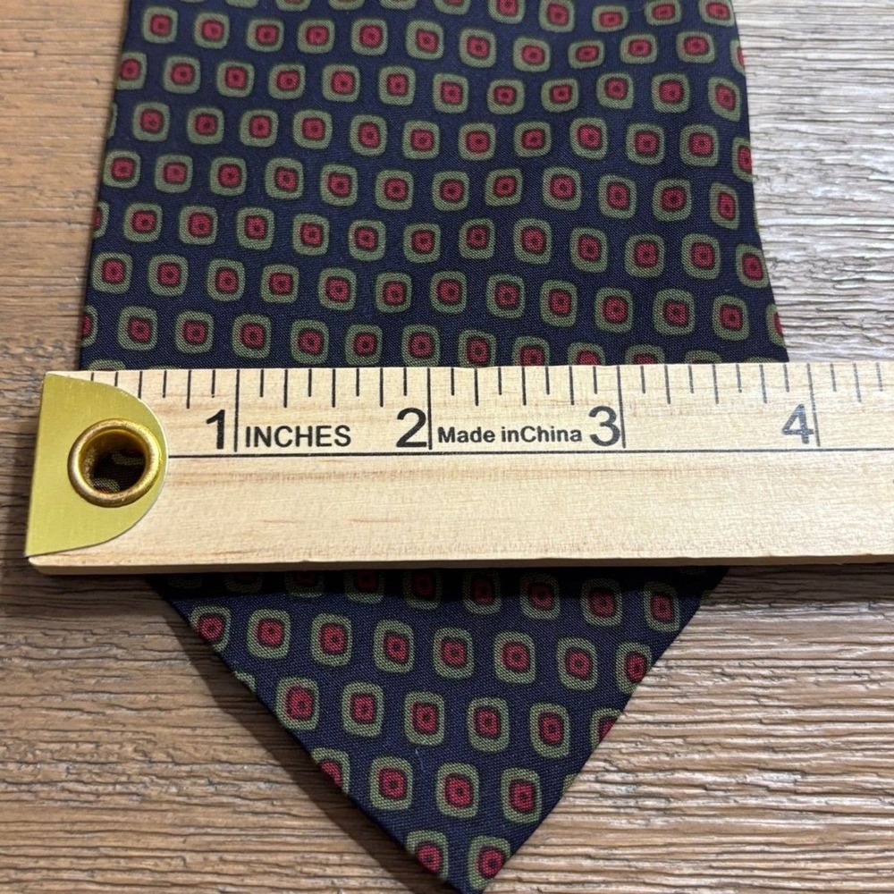 Vintage Polo Ralph Lauren 100% Silk Tie Geometric Medallion Navy Red Green USA - Picture 6 of 7